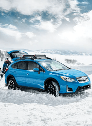 Subaru Crosstrek in blue in a cold environment